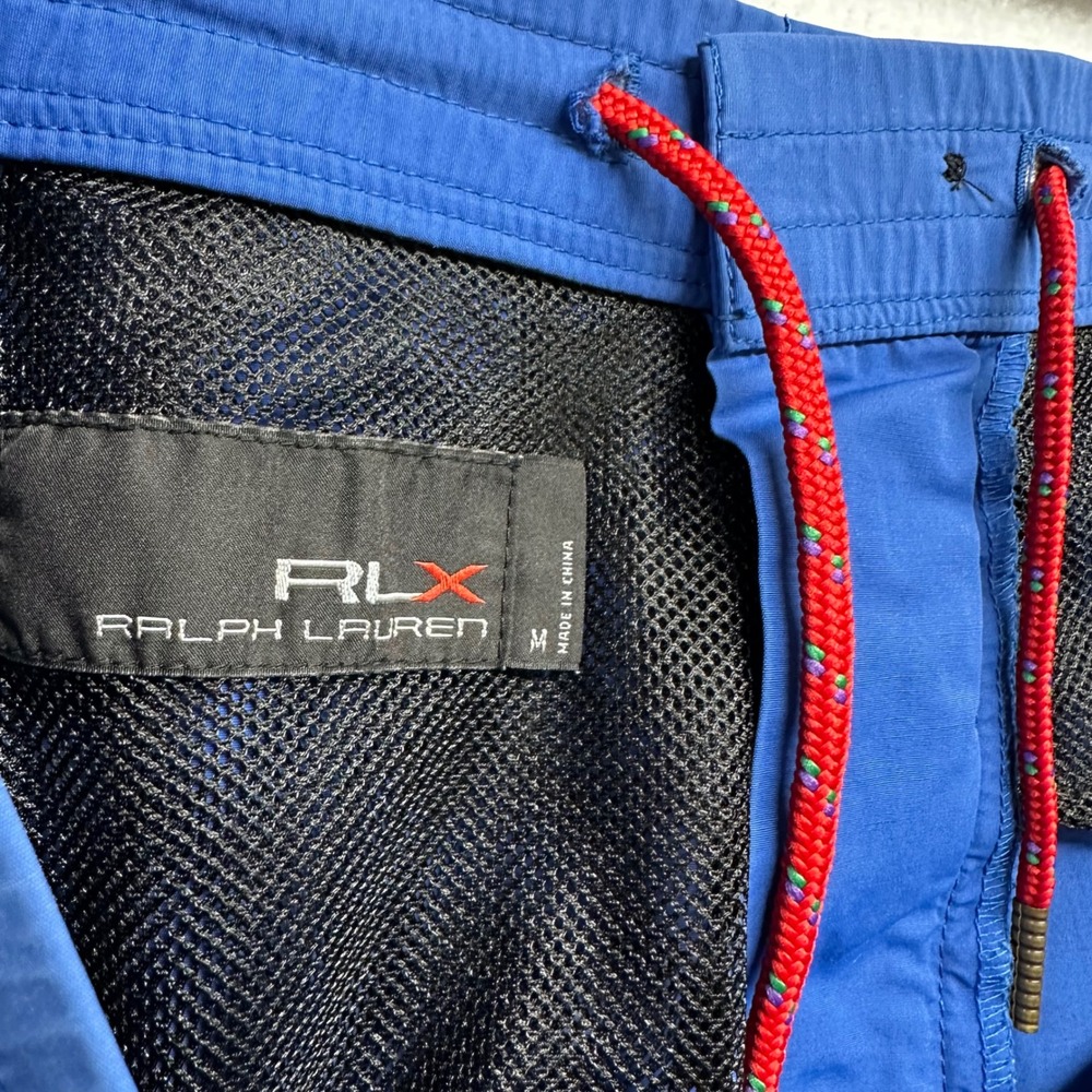 RLX Ralph Lauren Swim Broad Trunks Mens Medium Blue Cargo Unlined Pockets Beach - Picture 4 of 13
